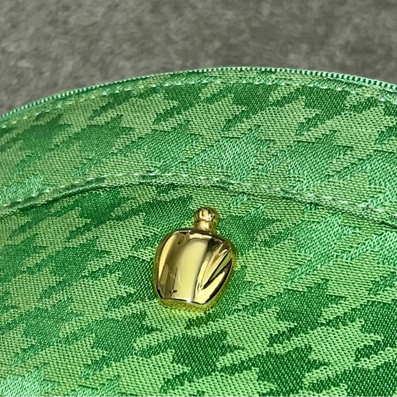 VTG Christian Dior 90’s Green Houndstooth Makeup Bag Cosmetic Case Pouch Clutch - Picture 9 of 10
